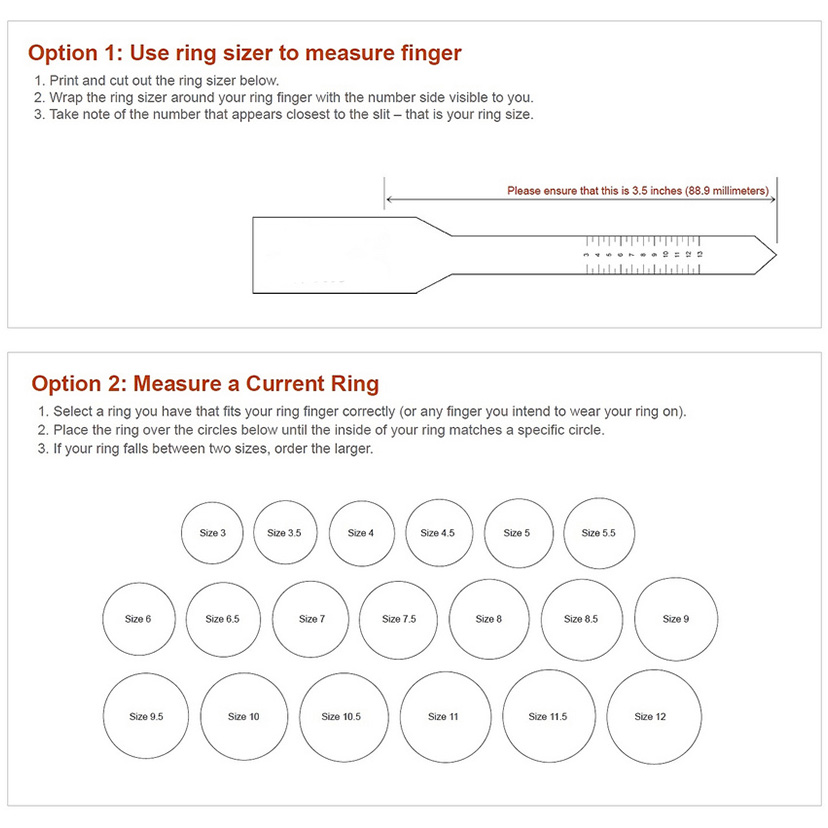 Ring Size Chart Print Out