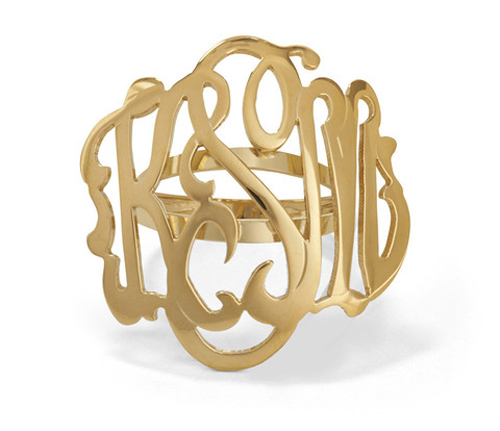 Monogram ring jewelry with open style