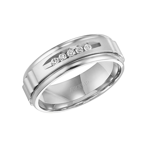 A rumbled wave style of men's diamond ring.