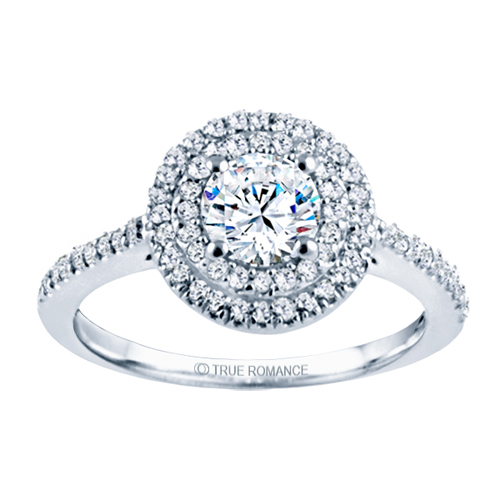 Circle engagement rings available from Ben David Jewelers