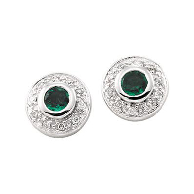 Emerald earrings are sold with emerald engagement rings at Ben David Jewelers
