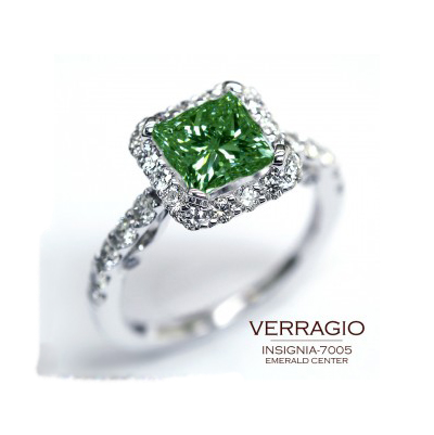 Emerald engagement ring is available at Ben David Jewelers