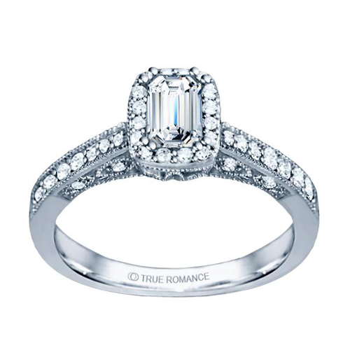 A popular Halo engagement ring at Ben David Jewelers