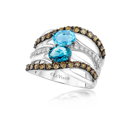 Blue diamonds featured in this ring sold by Ben David Jewelers