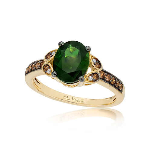 A green diamond ring available from Ben David Jewelers