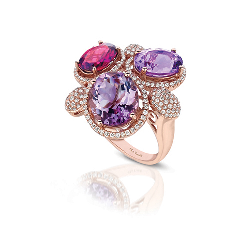 Rings with pink diamonds are created by LeVian Jewelers.