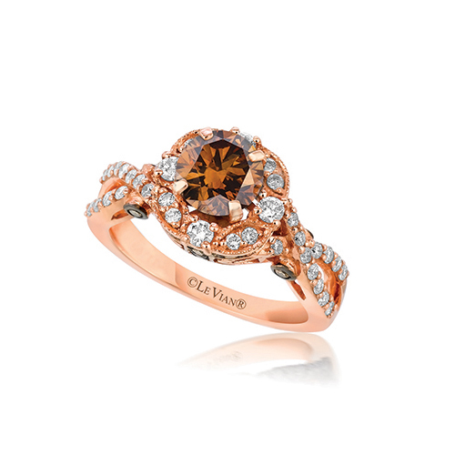 Levian Chocolate engagement rings with white diamonds.