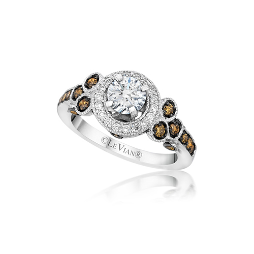 LeVian White Diamond and Chocolate Diamond Engagement Ring