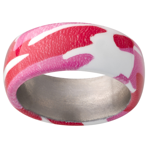 Pink camo wedding rings for your camo wedding.