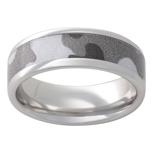 Wedding band in grey camo by Jewelry Innovations.