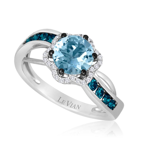 The engagement ring from LeVian Jewelers is sold by Ben David Jewelers