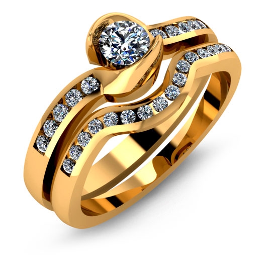 A engagement ring for your relationship made in yellow gold with diamonds.