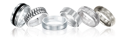 Triton unique wedding rings made from various metals.