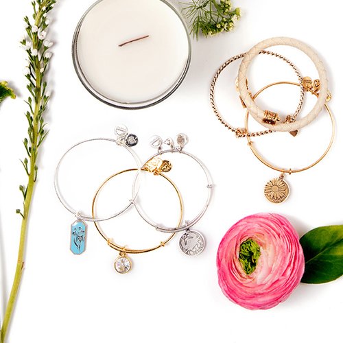 Mother's day collection of Alex and Ani bracelets.