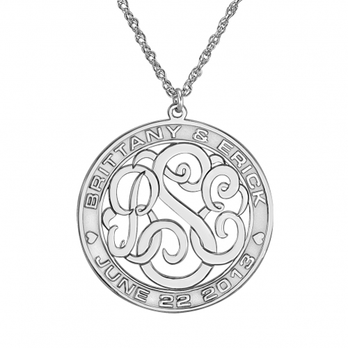 Celebrate your wedding with a monogrammed pendant from Allison & Ivy.