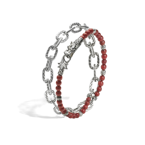 This silver bracelet is designed by John Hardy and sold by Ben David Jewelers.
