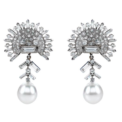 Pearl and diamond earrings are found at private estate sales.