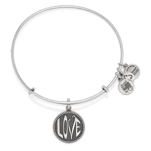 Bangle bracelet in silver with Love charm.