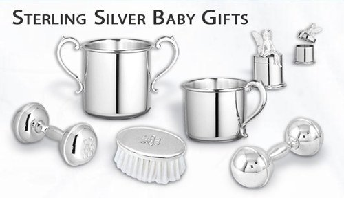 Engrave these sterling silver baby gifts.