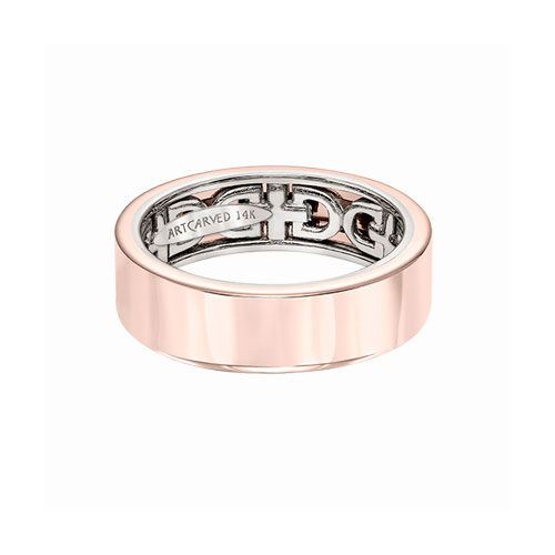 Rose gold wedding bands are enjoyed by men also.