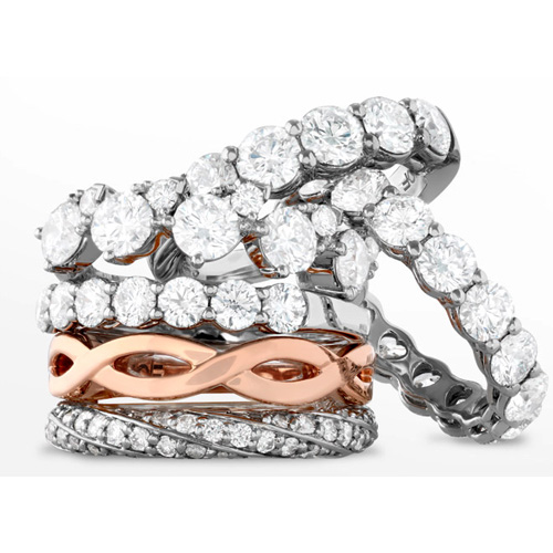 Rose gold is available for engagement rings and wedding bands.