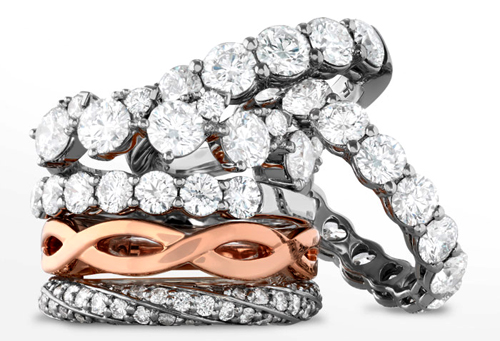 Hearts on Fire makes diamond eternity rings, wedding bands and diamond stackable rings.