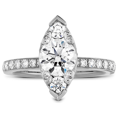 The setting is marquise shaped and filled with large diamonds.