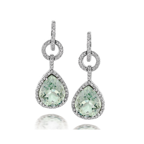 A beautiful example of mint green diamond earrings.