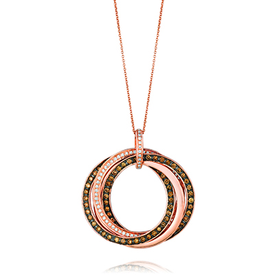 Eternal circles feature the white and chocolate diamond in this necklace.
