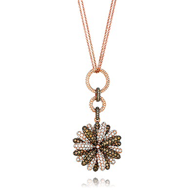 Chocolate diamond necklaces are from Le Vian Jewelers.