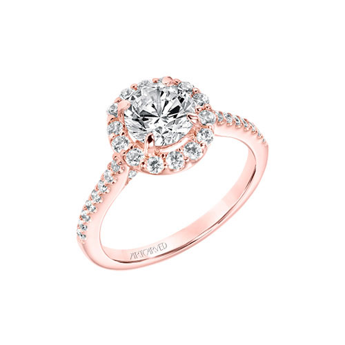 This engagement ring features rose gold.