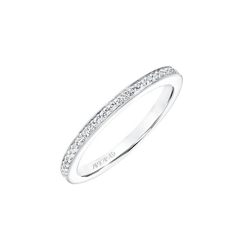 A diamond white gold bands makes for an unconventional engagement ring.