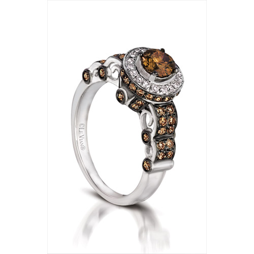 This Le Vian Chocolate ring is made with white diamonds as well as chocolate diamonds.