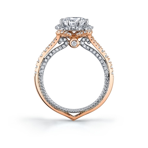 The outside of the ring is made in rose gold and the inside is white gold.