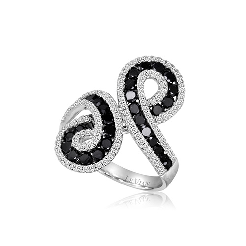 Elegant black and white diamond ring for dinner.