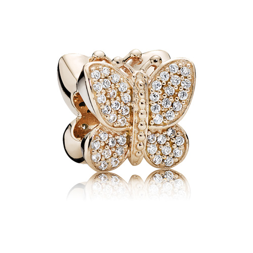 The Sparkling Butterfly charm is loaded with cubic zirconia stones.