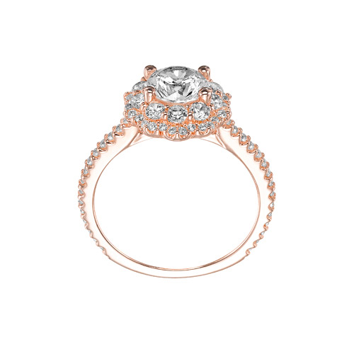 Rose Gold and white diamonds are what this Priscilla ring is made with.