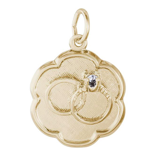 This charm is available in various types of white and yellow gold.