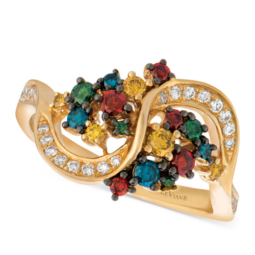 This ring designed by Le Vian features colored diamonds.