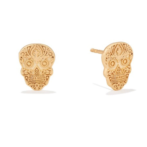 The Calavera earrings are plated in 14k gold.