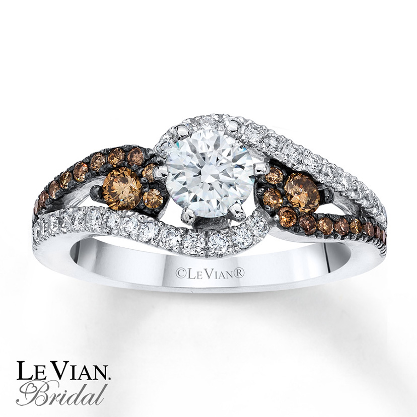 Le Vian Chocolate Diamond Engagement Rings Ben David Jewelers This Right Has Each Le Vian Chocolate Diamond Offset With White Diamonds