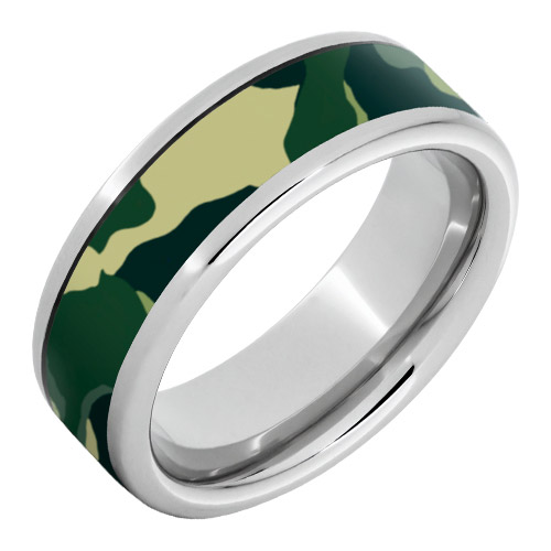 Serinium Pipe Cut-Band with 5mm Military Camo by Jewelry Innovations