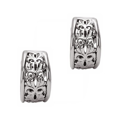 Sterling Silver Wide Ivy Half Hoop Earrings