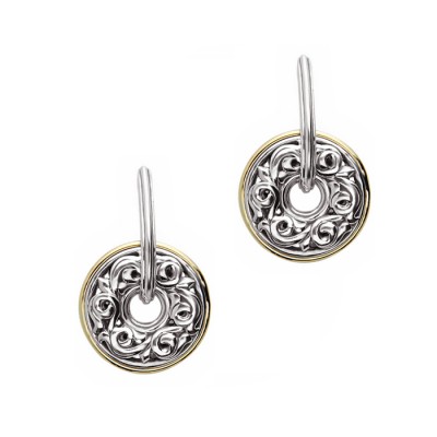 Sterling Silver Ivy Circle Drop Dangle Earrings