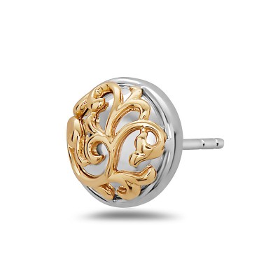 Sterling Silver Round Ivy Lace Stud Earrings