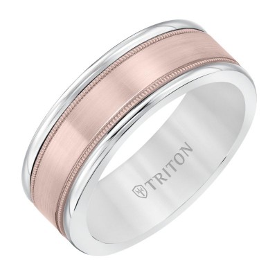 Triton 8mm White Tungsten & 14KR Band