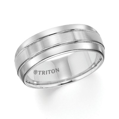 Triton 8mm White Tungsten Band