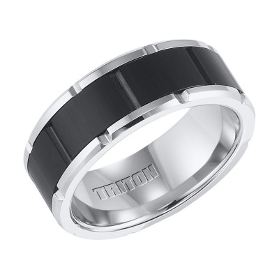 Triton 8.5mm Black & White Tungsten Band