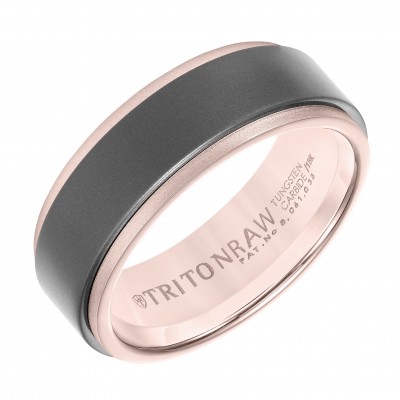 Triton 8mm 'Tungsten Raw' Rose Gold & Tungsten Band