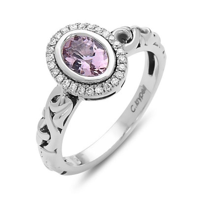 Sterling Silver Ivy Morganite & Diamond Petite Oval Ring